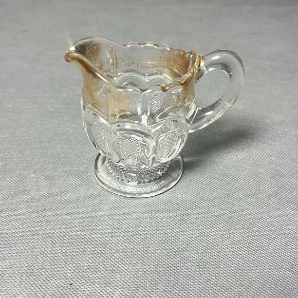 Lot 3 UV Glassware-Dishes And Creamer-Depression Glass Gold Trim-EAPG-UV - Picture 12 of 12